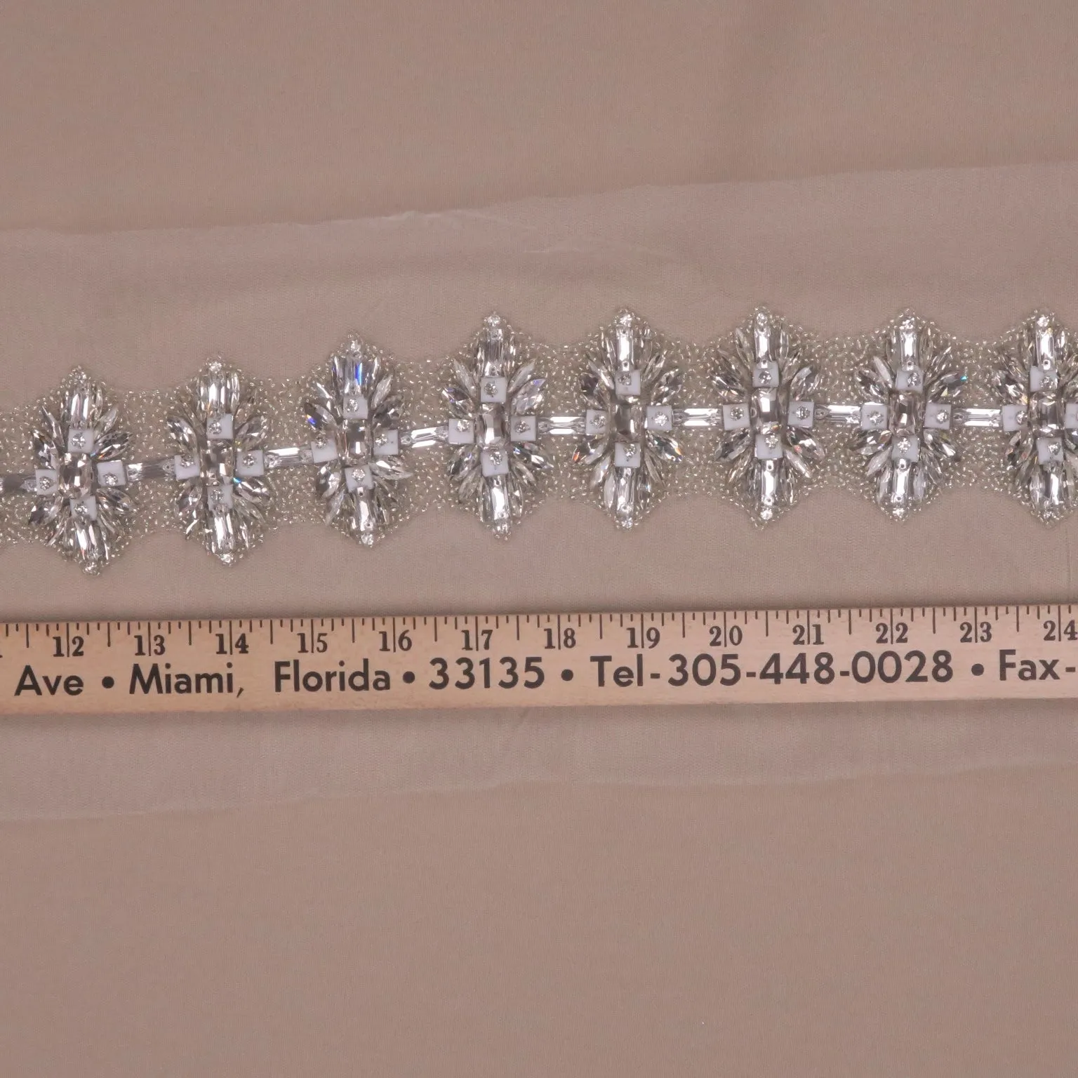 2.5" Silver Floral Rhinestones and Crystals Trim