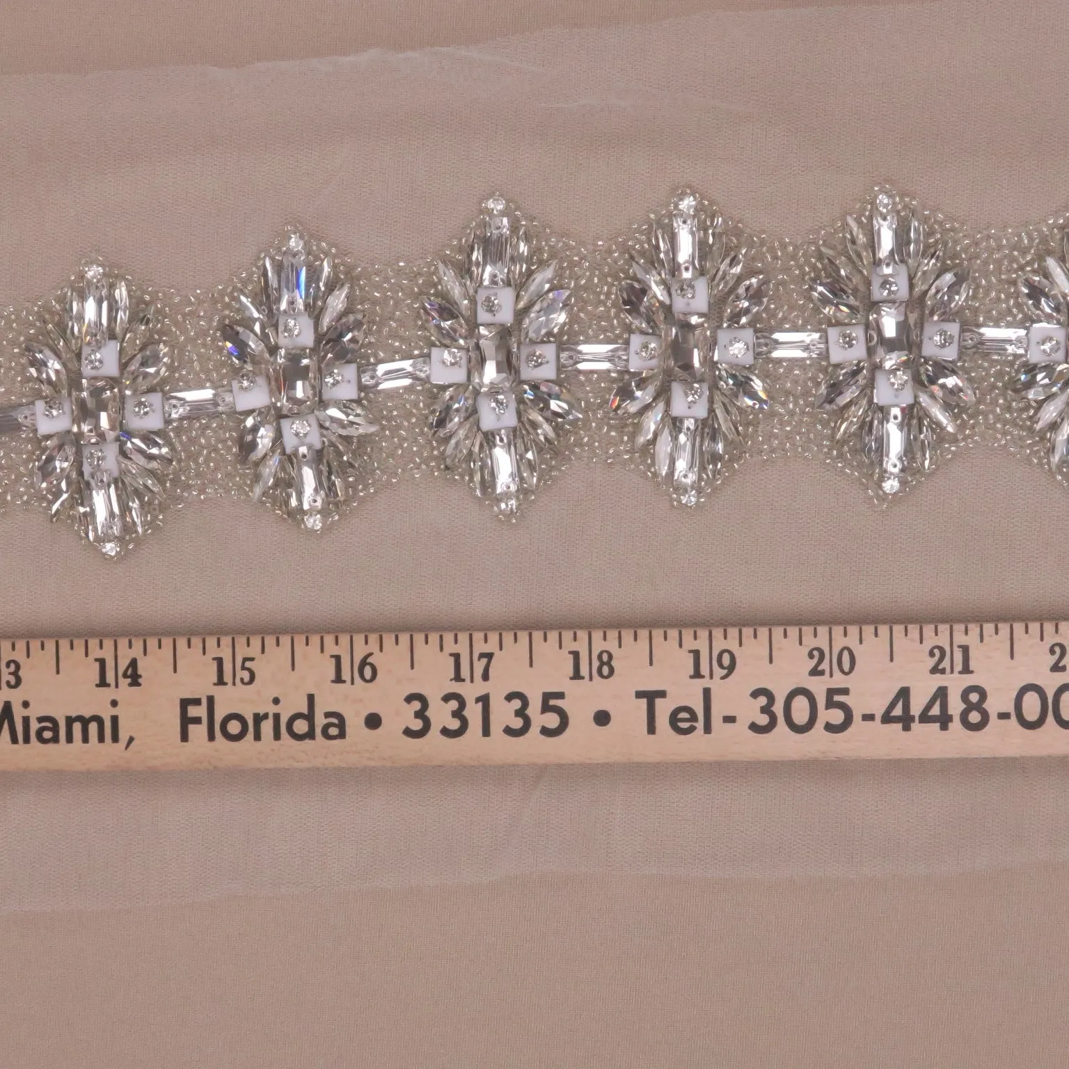 2.5" Silver Floral Rhinestones and Crystals Trim