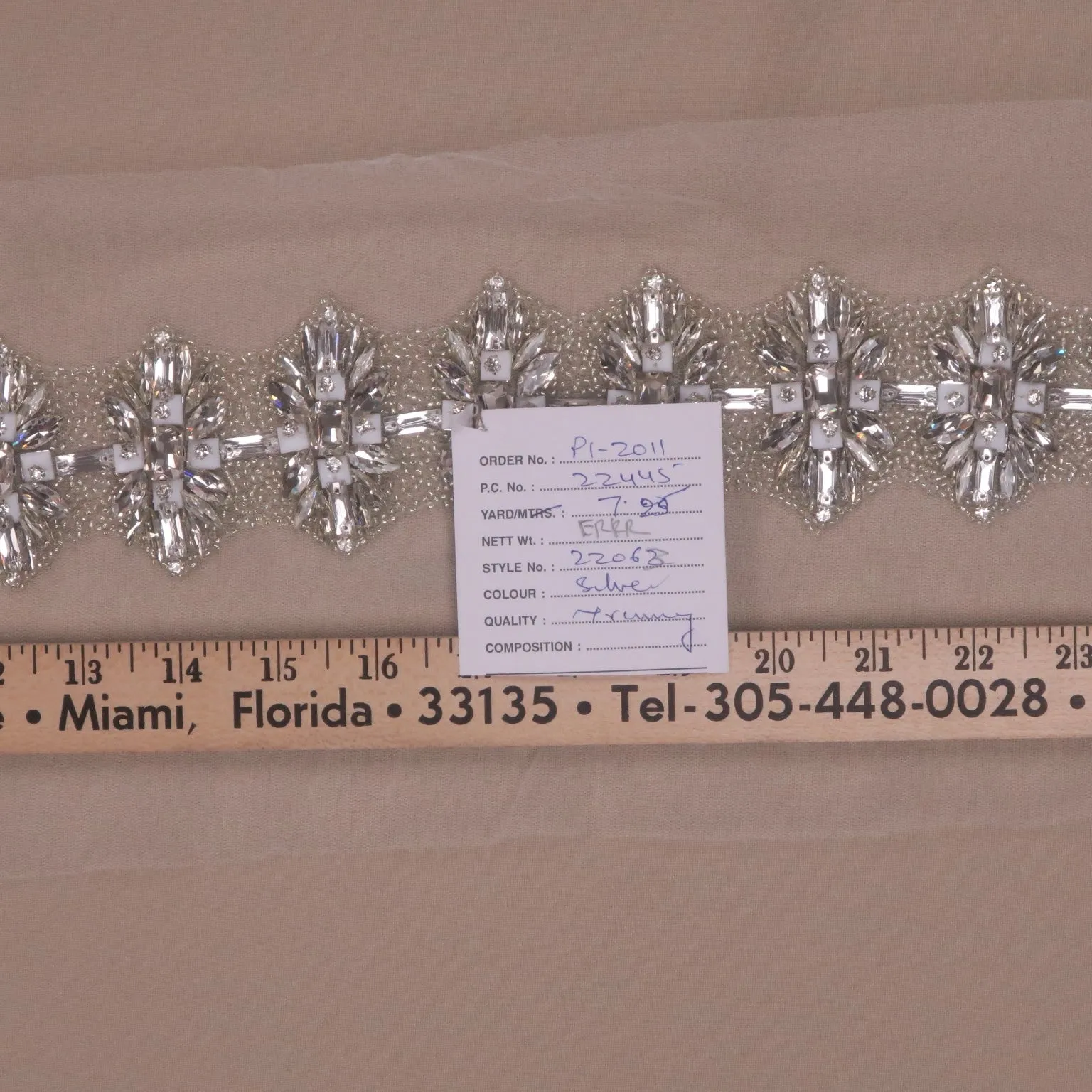 2.5" Silver Floral Rhinestones and Crystals Trim