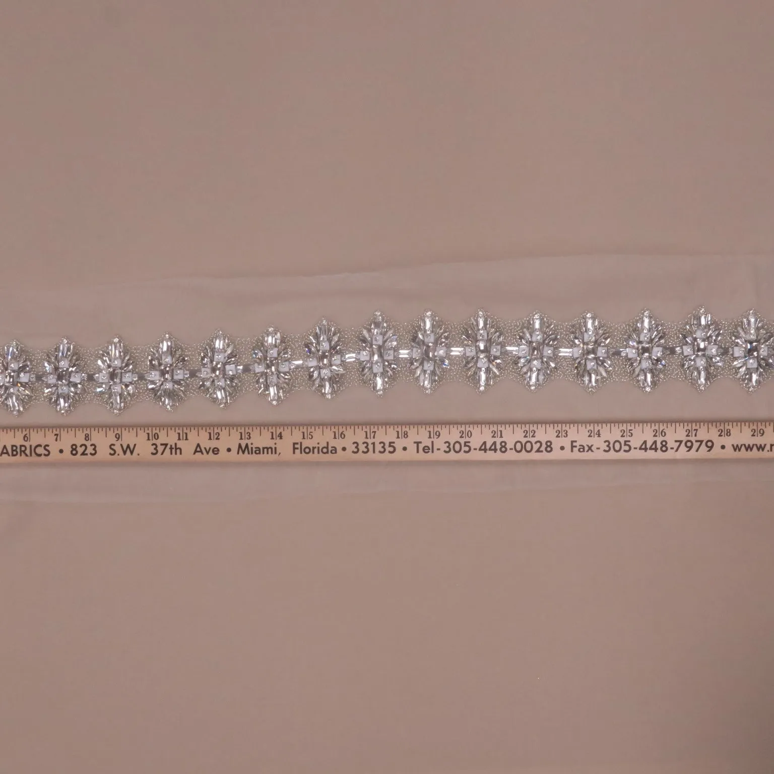 2.5" Silver Floral Rhinestones and Crystals Trim