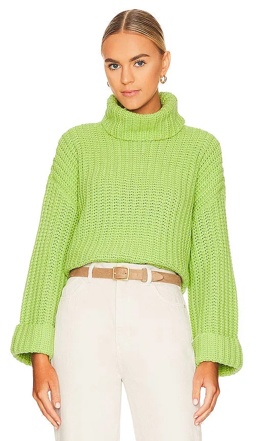 525 Chunky Turtleneck Shaker Pullover in Green