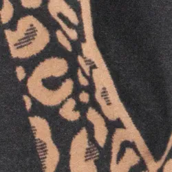 Aga Heavyweight Scarf - Black/Camel, Leopard Border