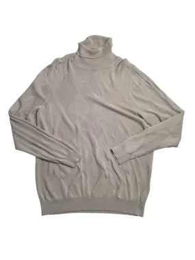 Alfani Mens Textured Turtleneck Sweater London Plane Light Grey XL
