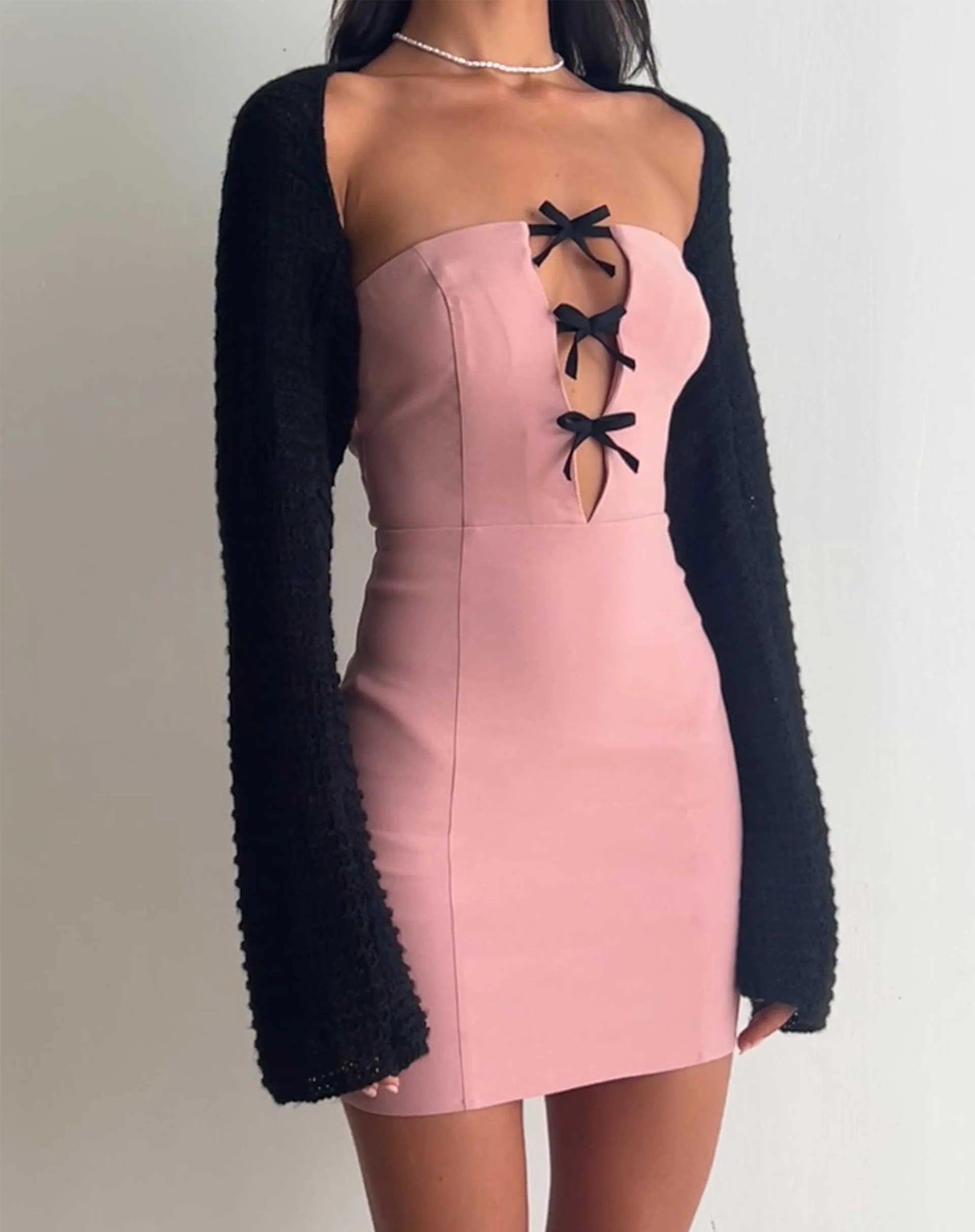 Amozae-Christmas Outfits New Year's Eve Dress Night Out Club Dresses cute winter outfits Zena Bow Detail Mini Dress