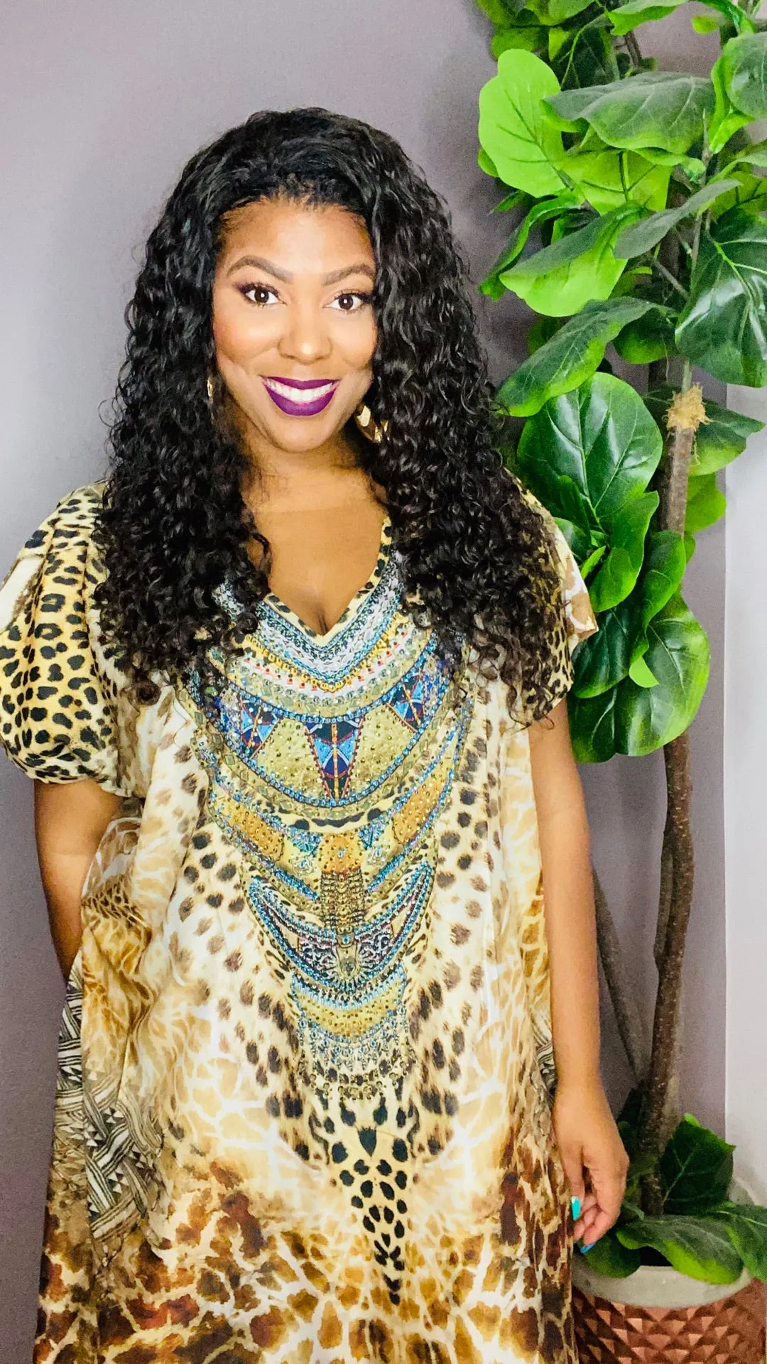ANIMAL PRINT Maxi Kaftan Dress