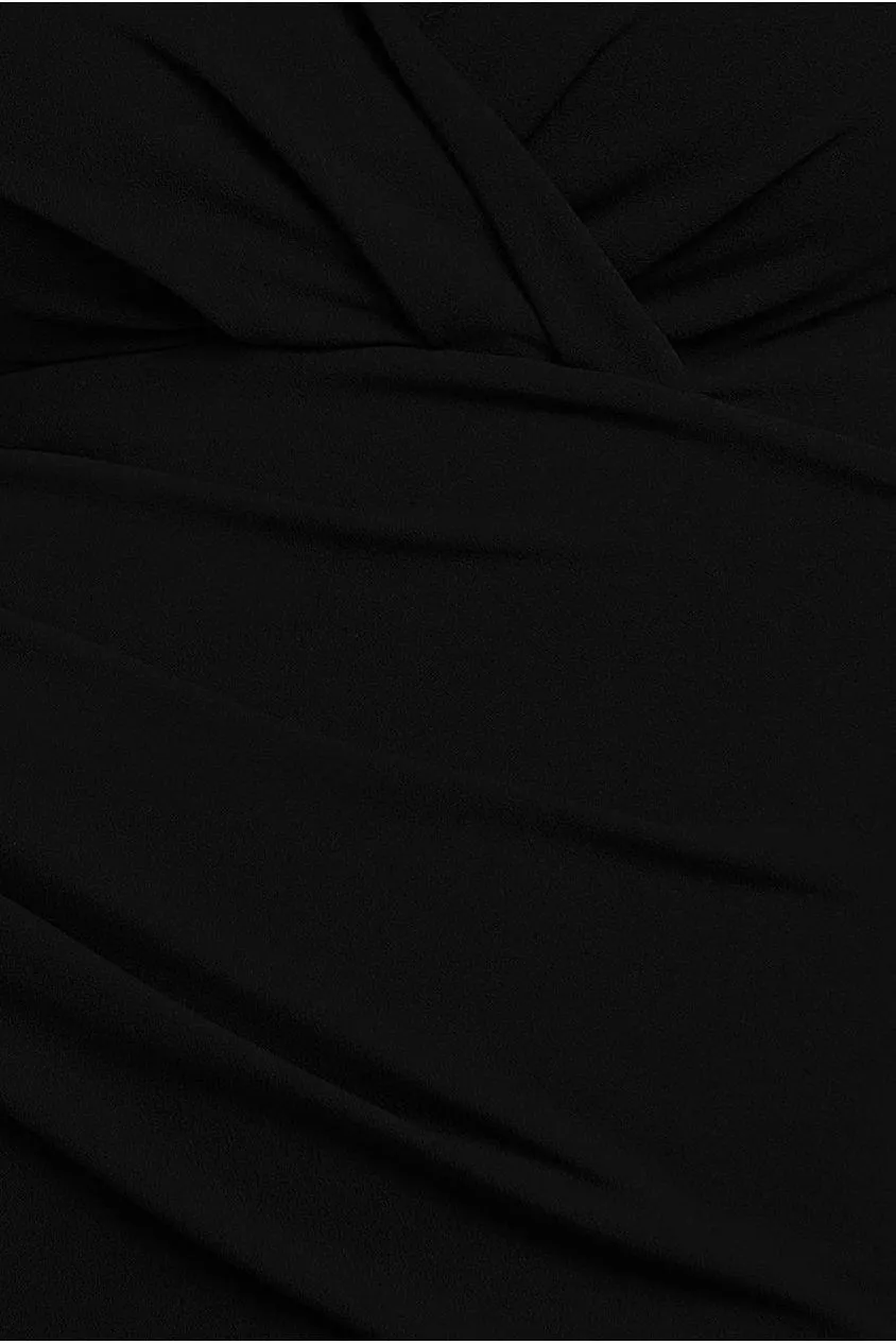 Bardot Pleated Maxi Dress - Black by Goddiva