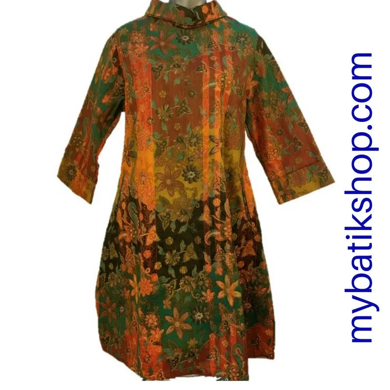 Batik Plus Tenun Orange Brick Turtleneck Dress