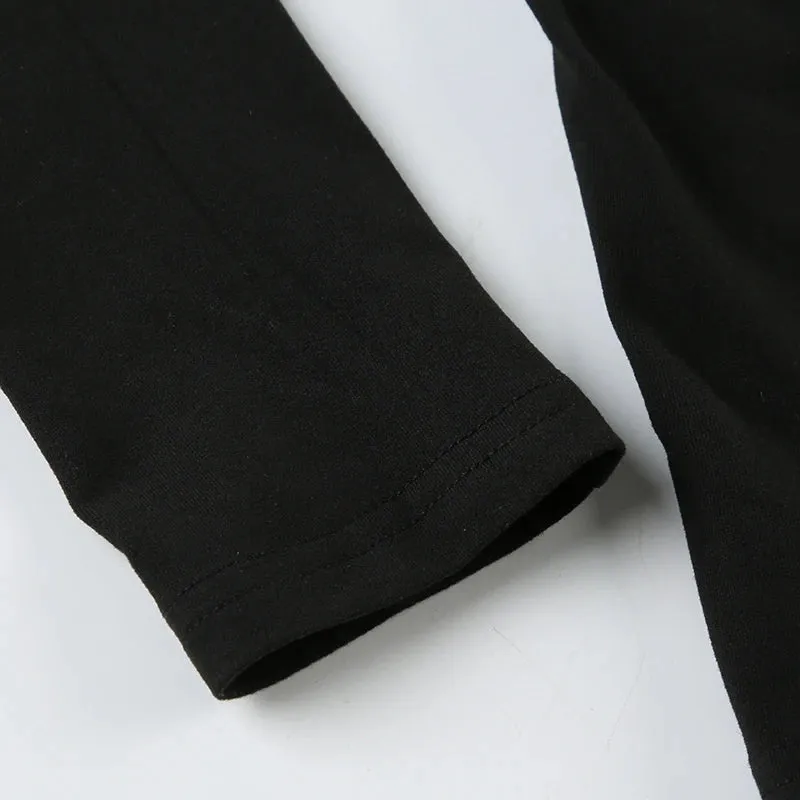 Black Turtleneck Hollow Out Long Sleeve