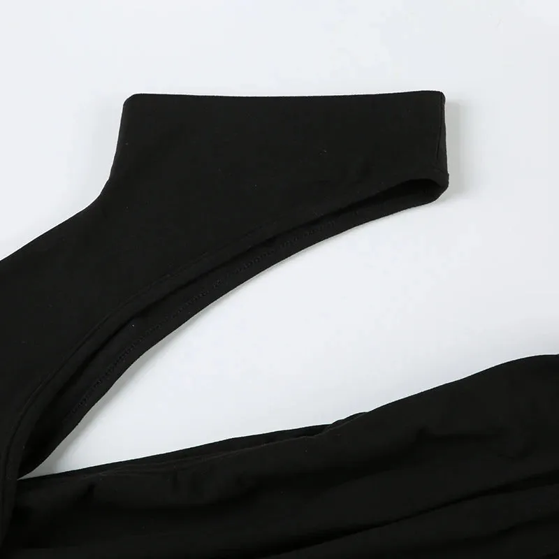 Black Turtleneck Hollow Out Long Sleeve