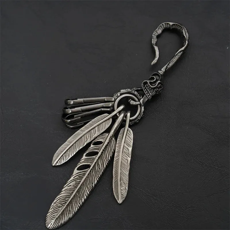Bohemian Turquoise Feather Tassel Keychain