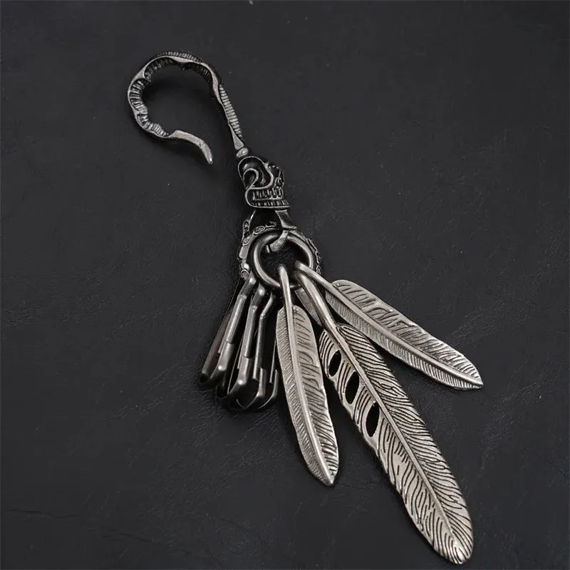 Bohemian Turquoise Feather Tassel Keychain