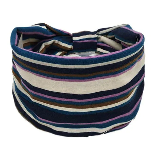 Boho Style Cotton Wide Printed Bandana Headbands For Women