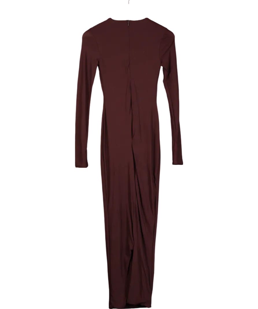 Club L Brown Wonder Bodycon Long Sleeve Maxi Dress UK 4