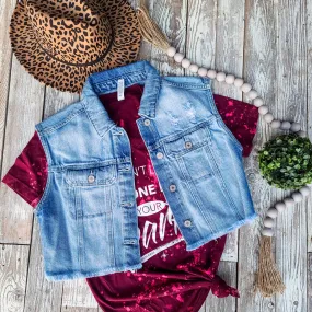 Cropped Denim Vest 90's Style