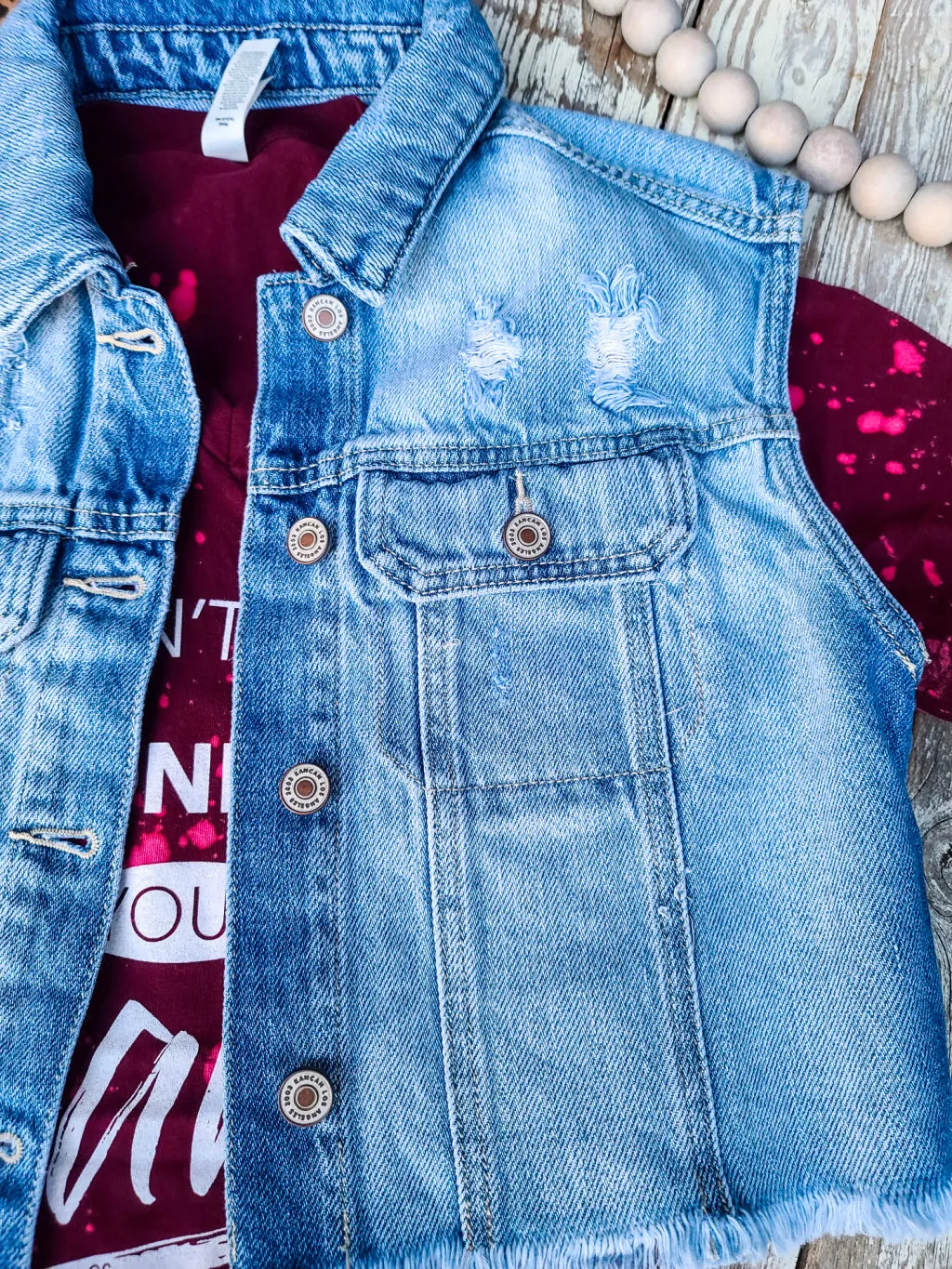 Cropped Denim Vest 90's Style