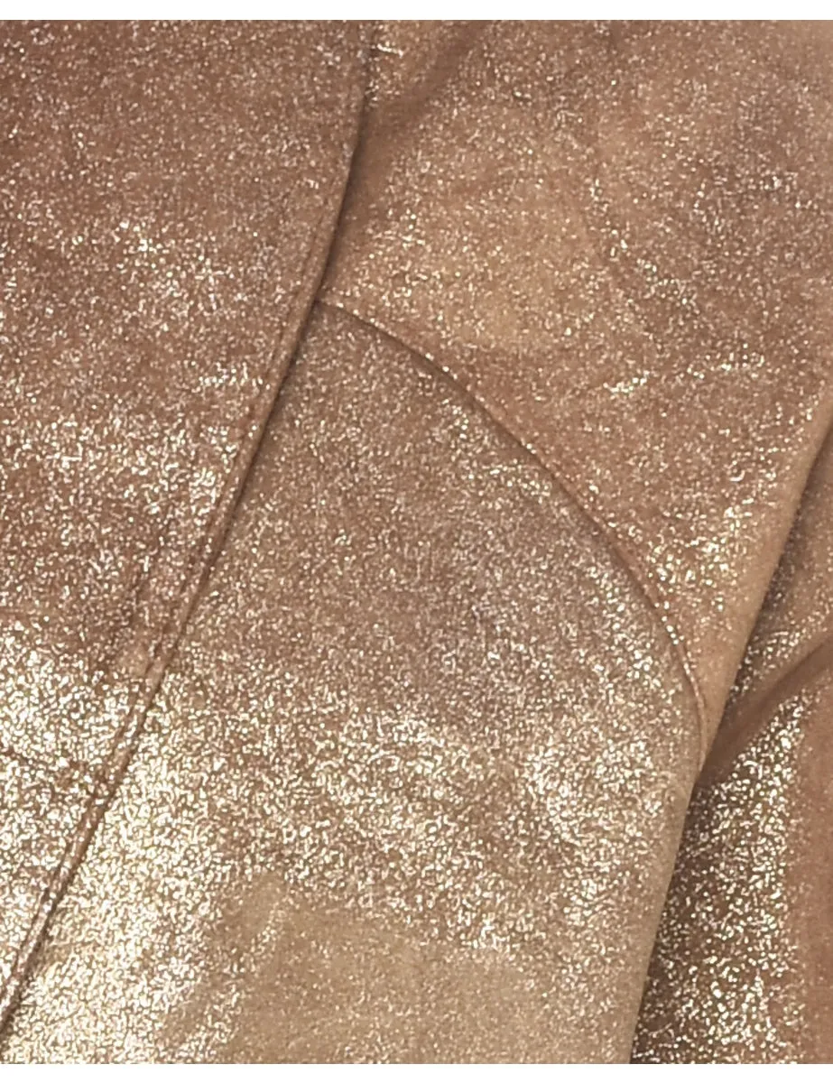 Cropped Shiny Coppper Leather Jacket - L