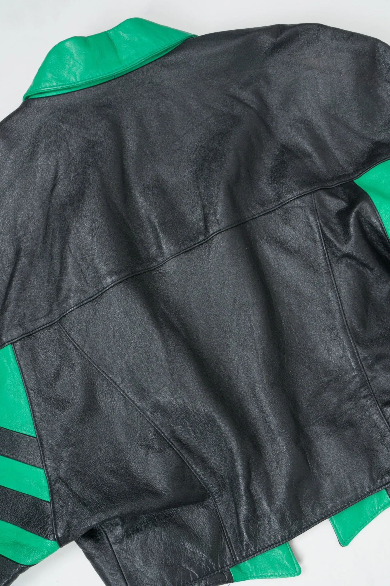 Cropped Stripe Leather Jacket