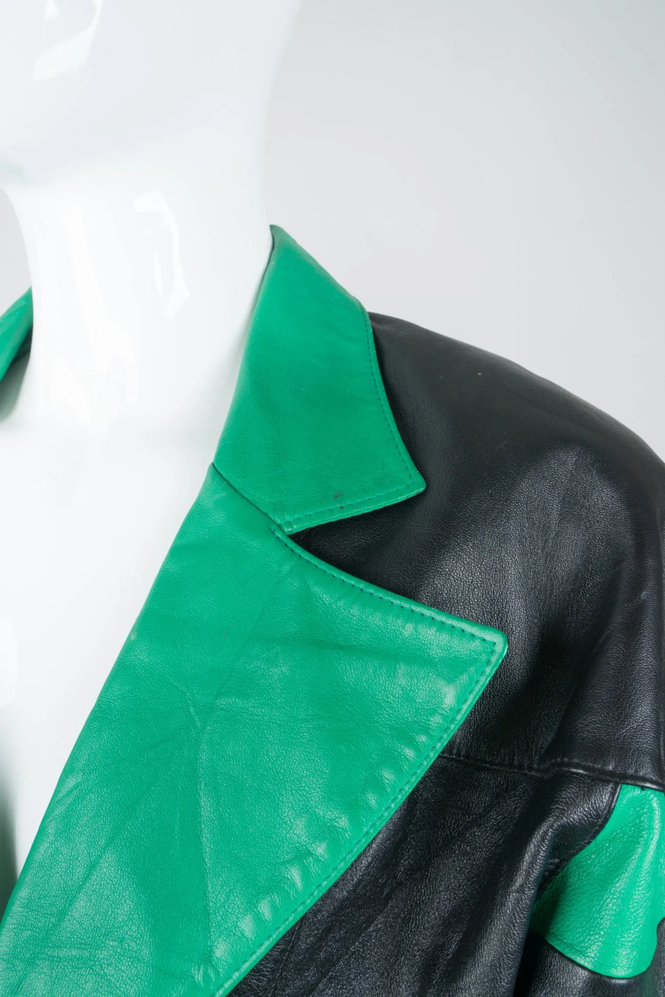 Cropped Stripe Leather Jacket