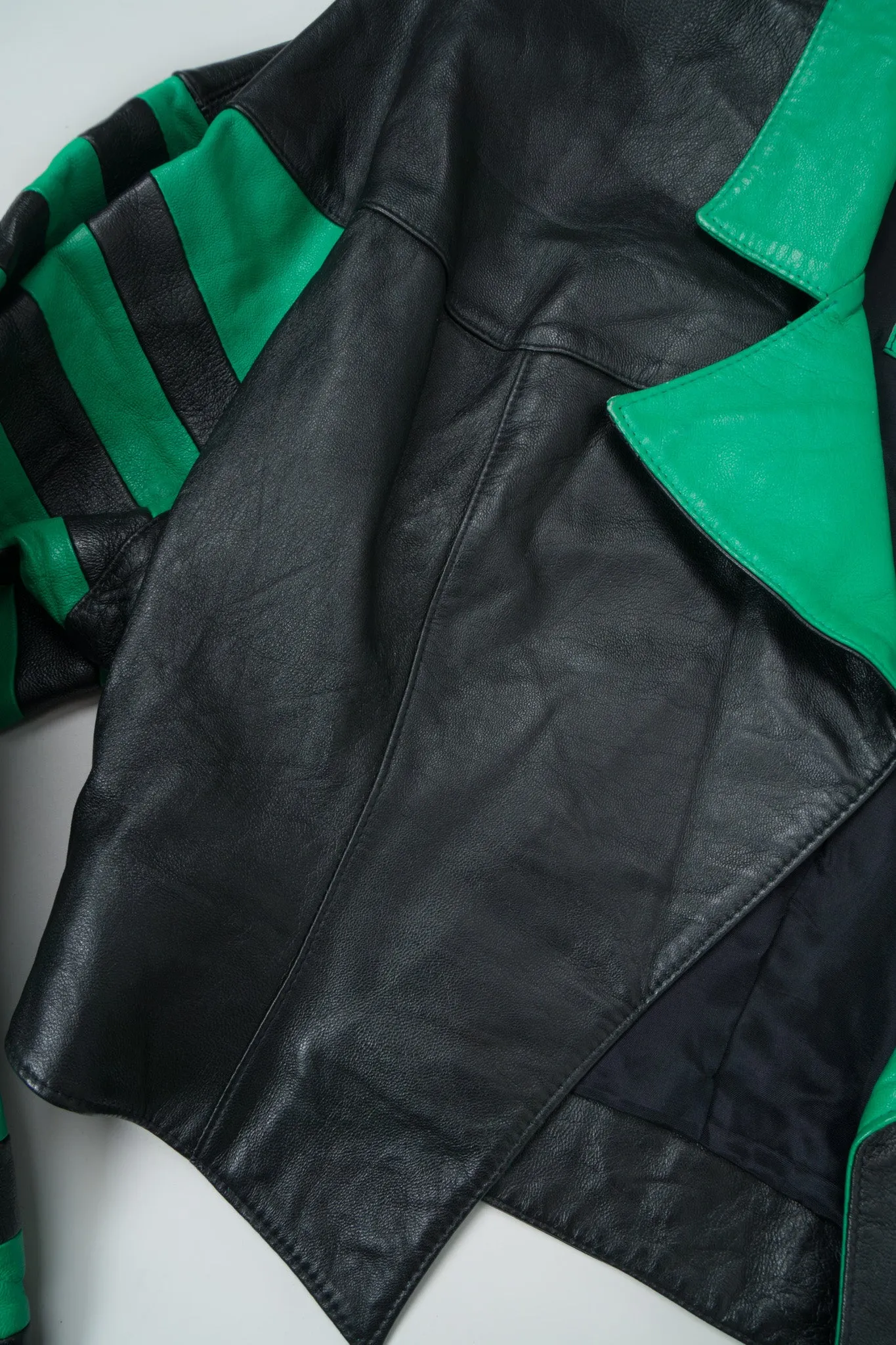 Cropped Stripe Leather Jacket