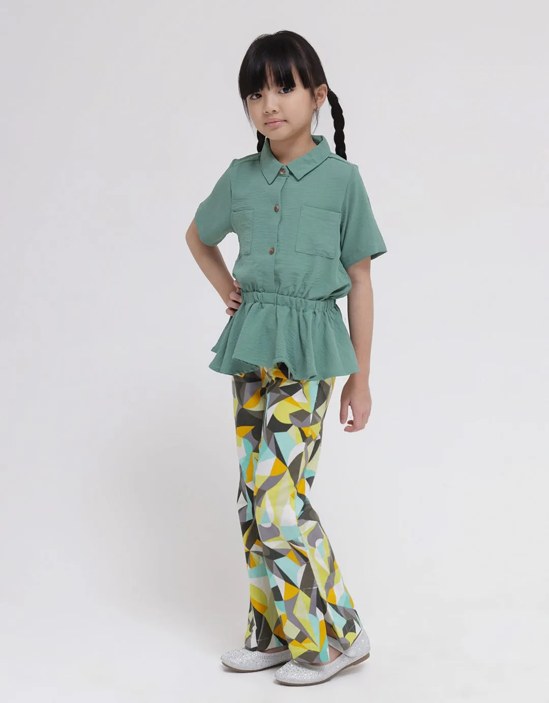 Curly Fashion Long Pants Anak Perempuan With Elastic Waist