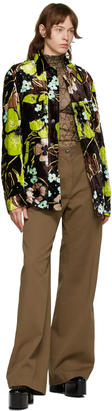 Dries Van Noten Brown Mesh Snake Turtleneck