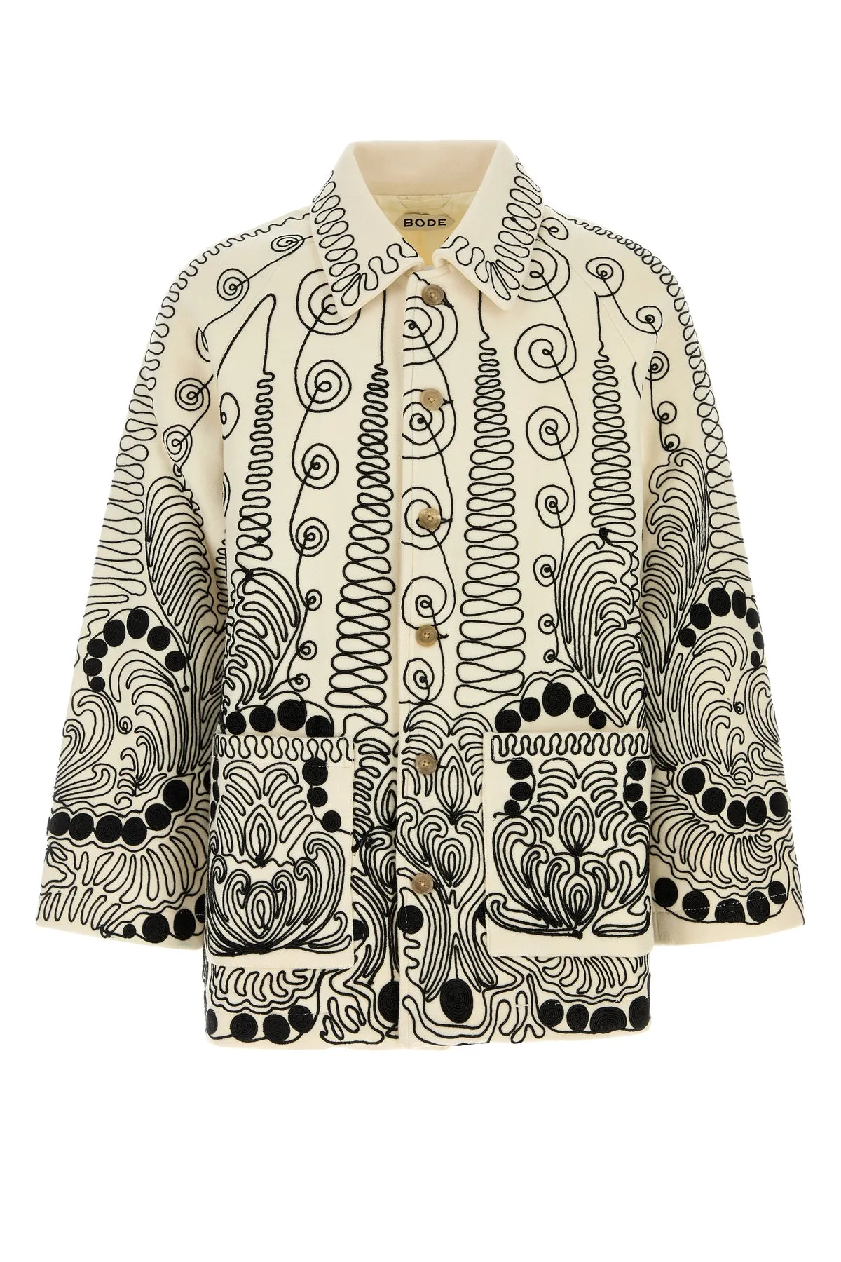 Embroidered wool coat