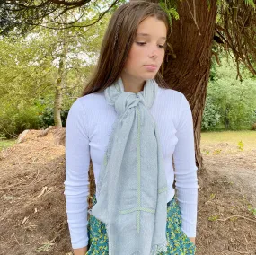 Feneun Bandol Scarf. Silver Blue Grey.