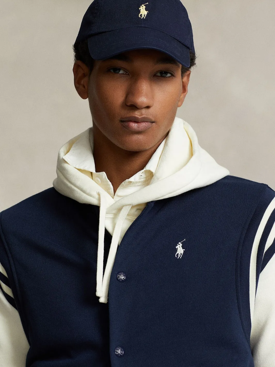 FLEECE BASEBALL JACKET Marine