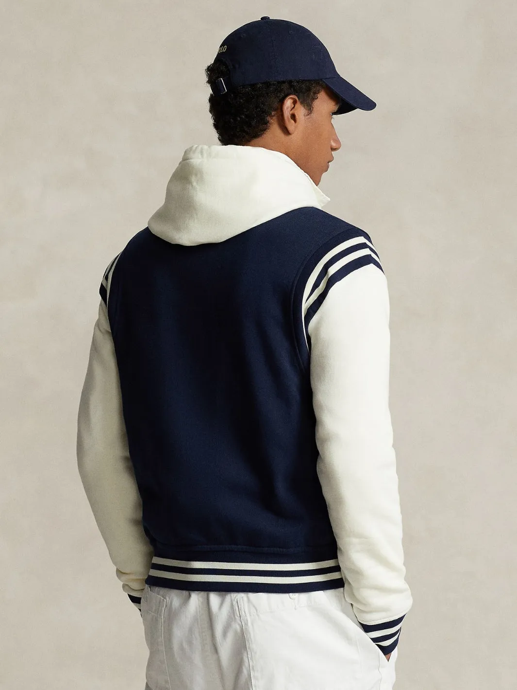 FLEECE BASEBALL JACKET Marine