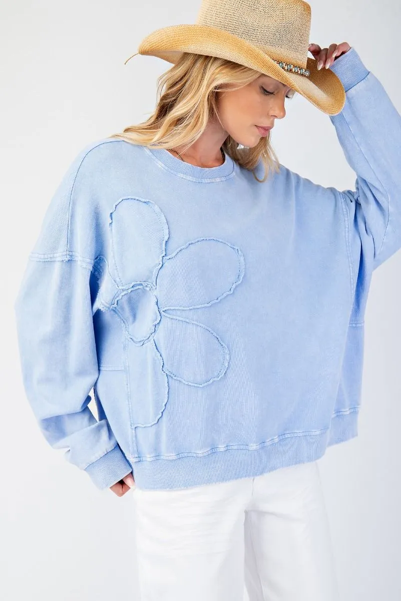 Flower Patch Washed Terry Pullover by Easel