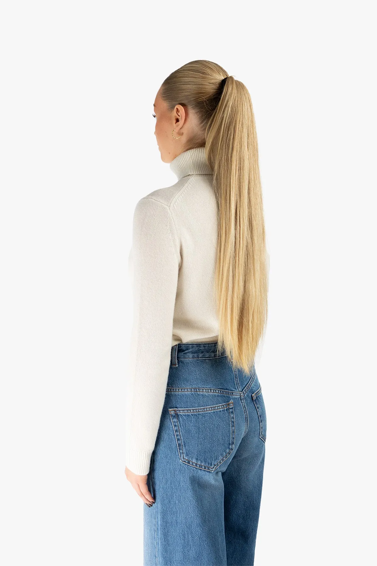 Fold Over Turtleneck Long Sleeve Cashmere
