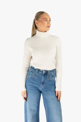 Fold Over Turtleneck Long Sleeve Cashmere