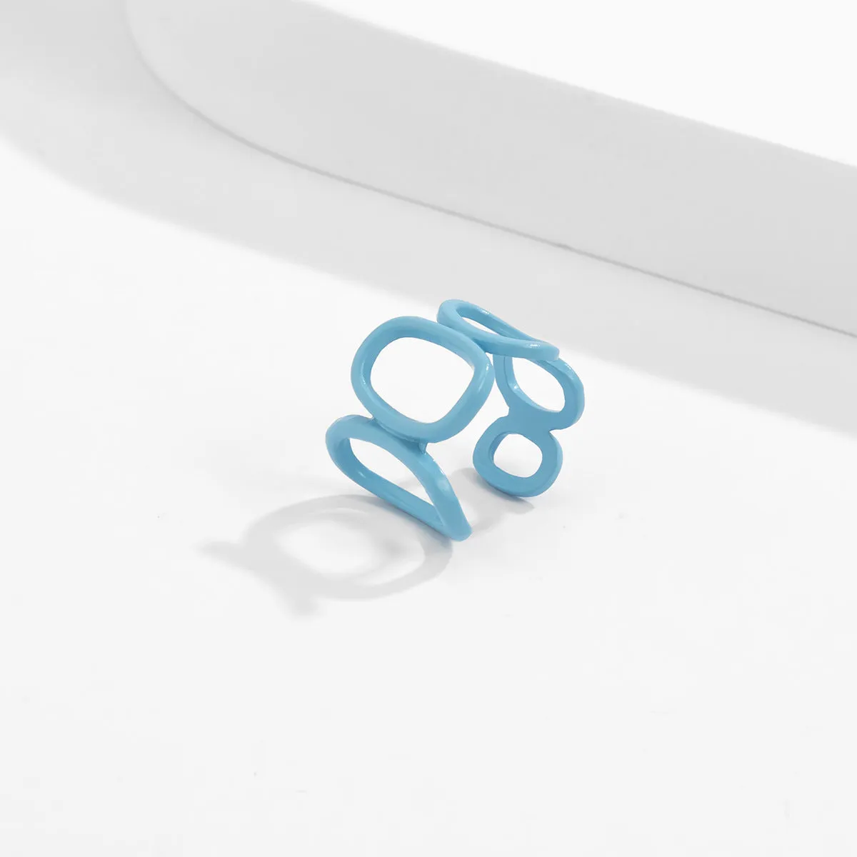 Funky Geometric Alloy Ring with Adjustable Opening for Edgy Female Handpiece