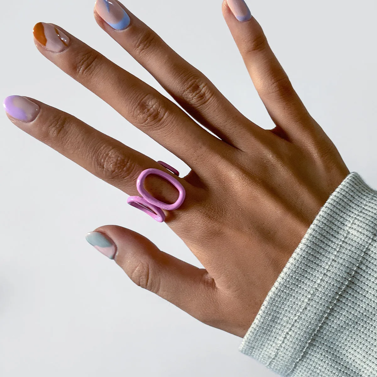 Funky Geometric Alloy Ring with Adjustable Opening for Edgy Female Handpiece