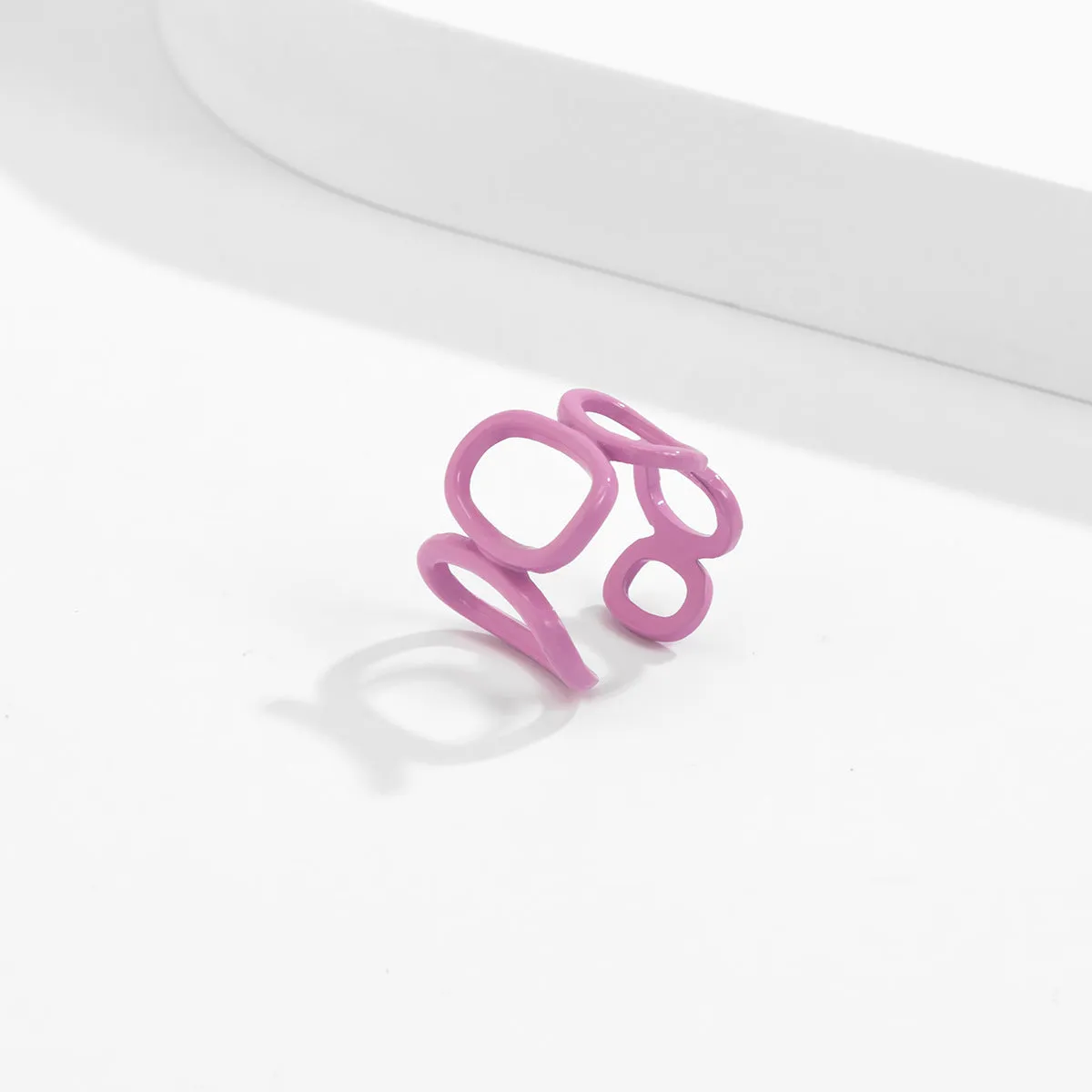 Funky Geometric Alloy Ring with Adjustable Opening for Edgy Female Handpiece