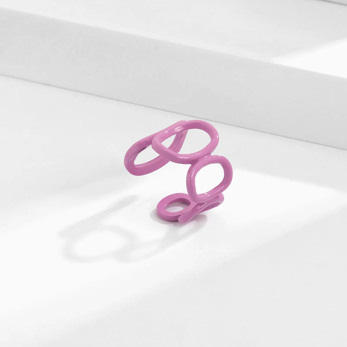 Funky Geometric Alloy Ring with Adjustable Opening for Edgy Female Handpiece