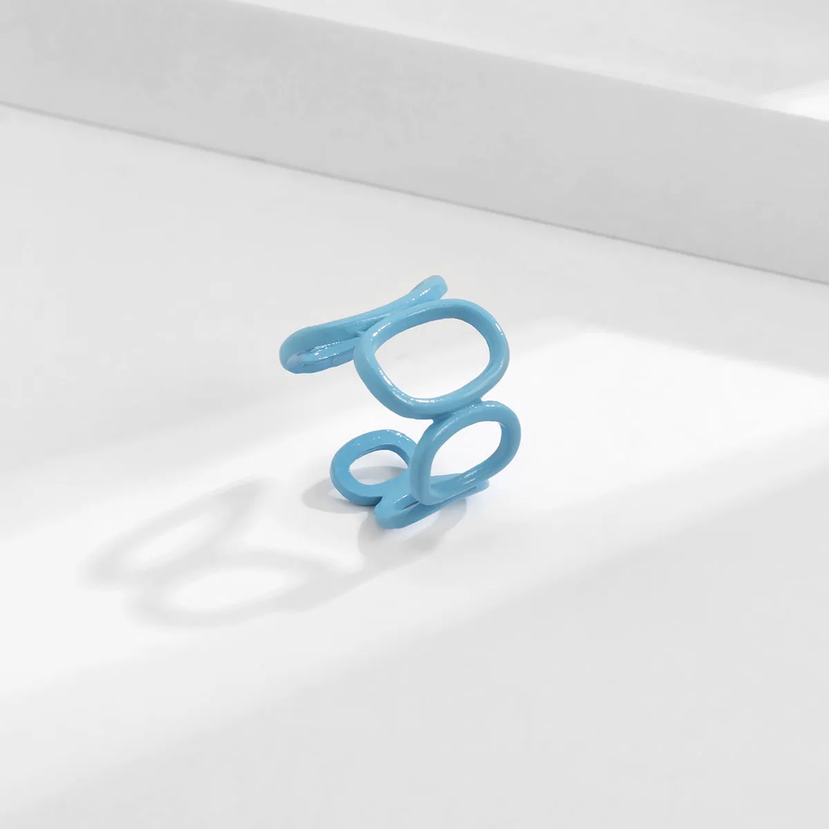 Funky Geometric Alloy Ring with Adjustable Opening for Edgy Female Handpiece