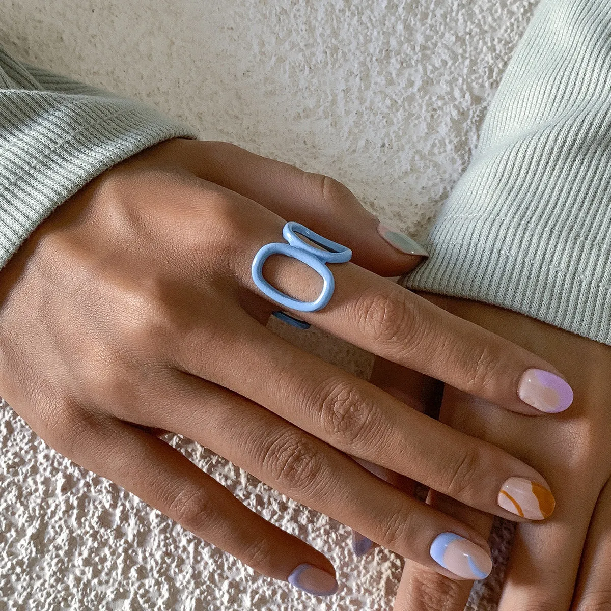 Funky Geometric Alloy Ring with Adjustable Opening for Edgy Female Handpiece