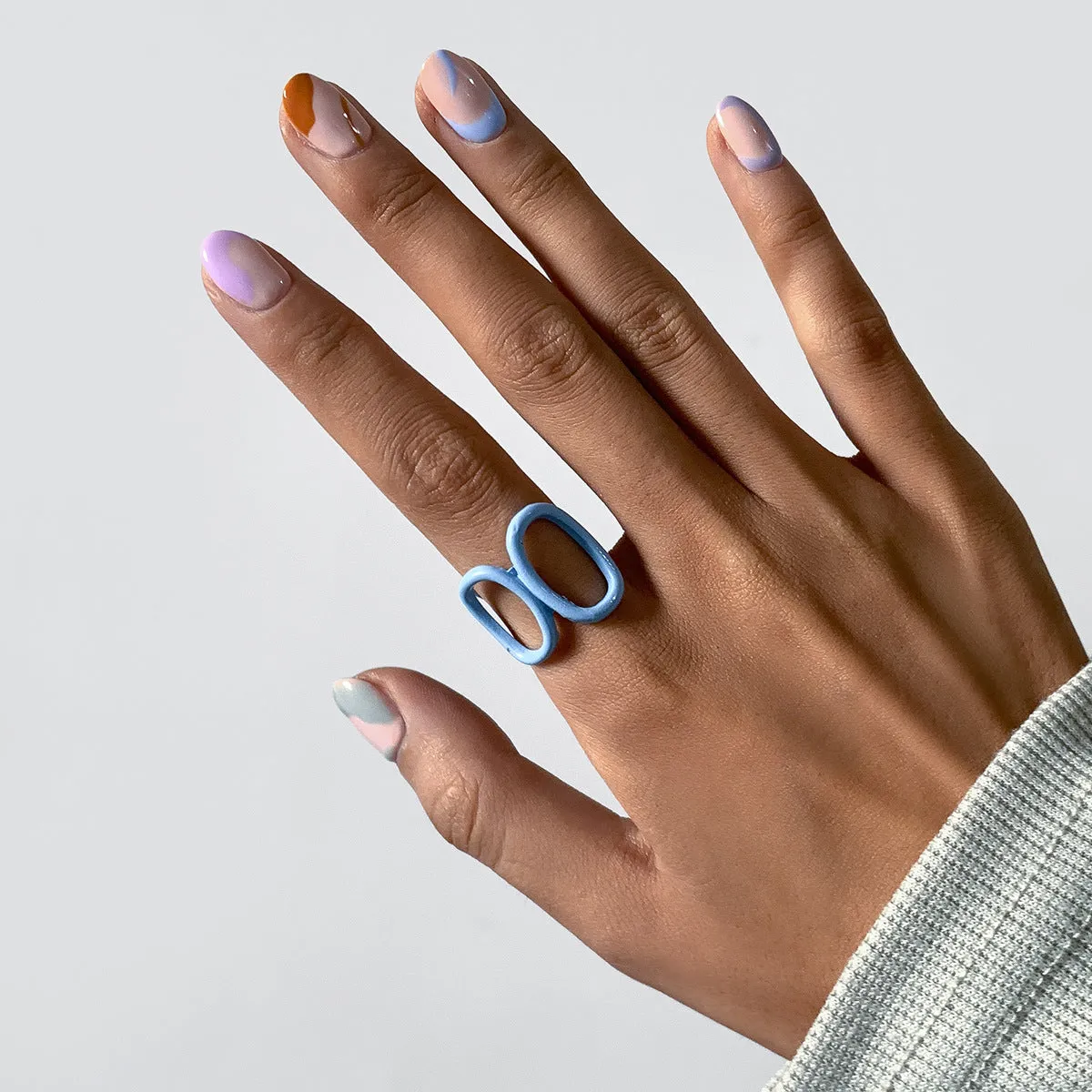 Funky Geometric Alloy Ring with Adjustable Opening for Edgy Female Handpiece