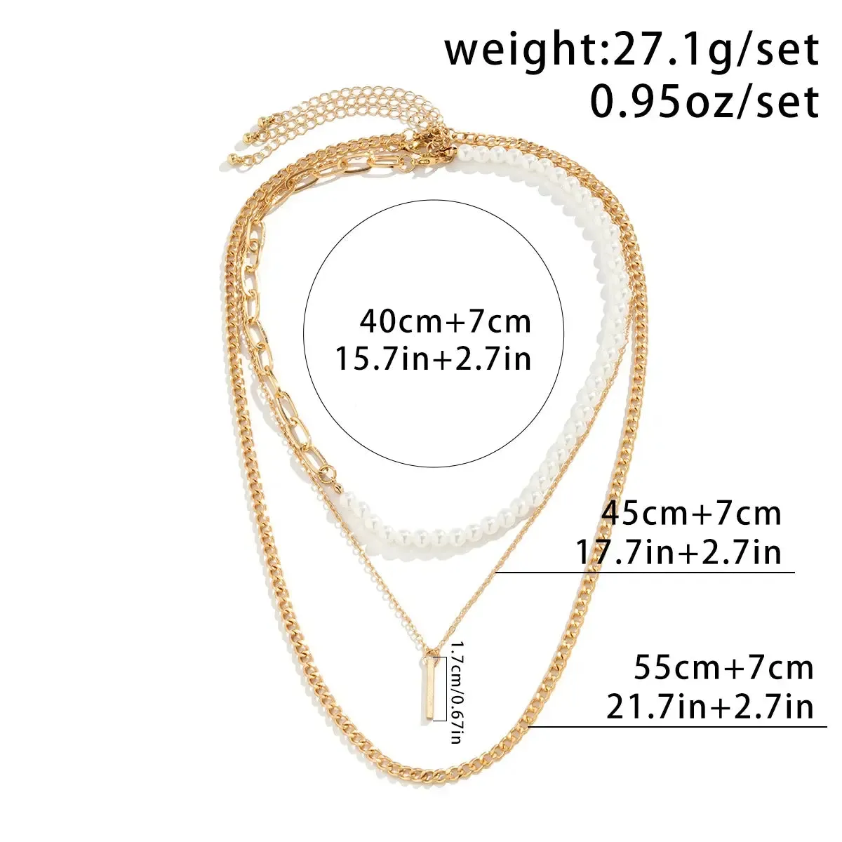 Geometric Necklace for Men Half-Pearl Chain Choker^