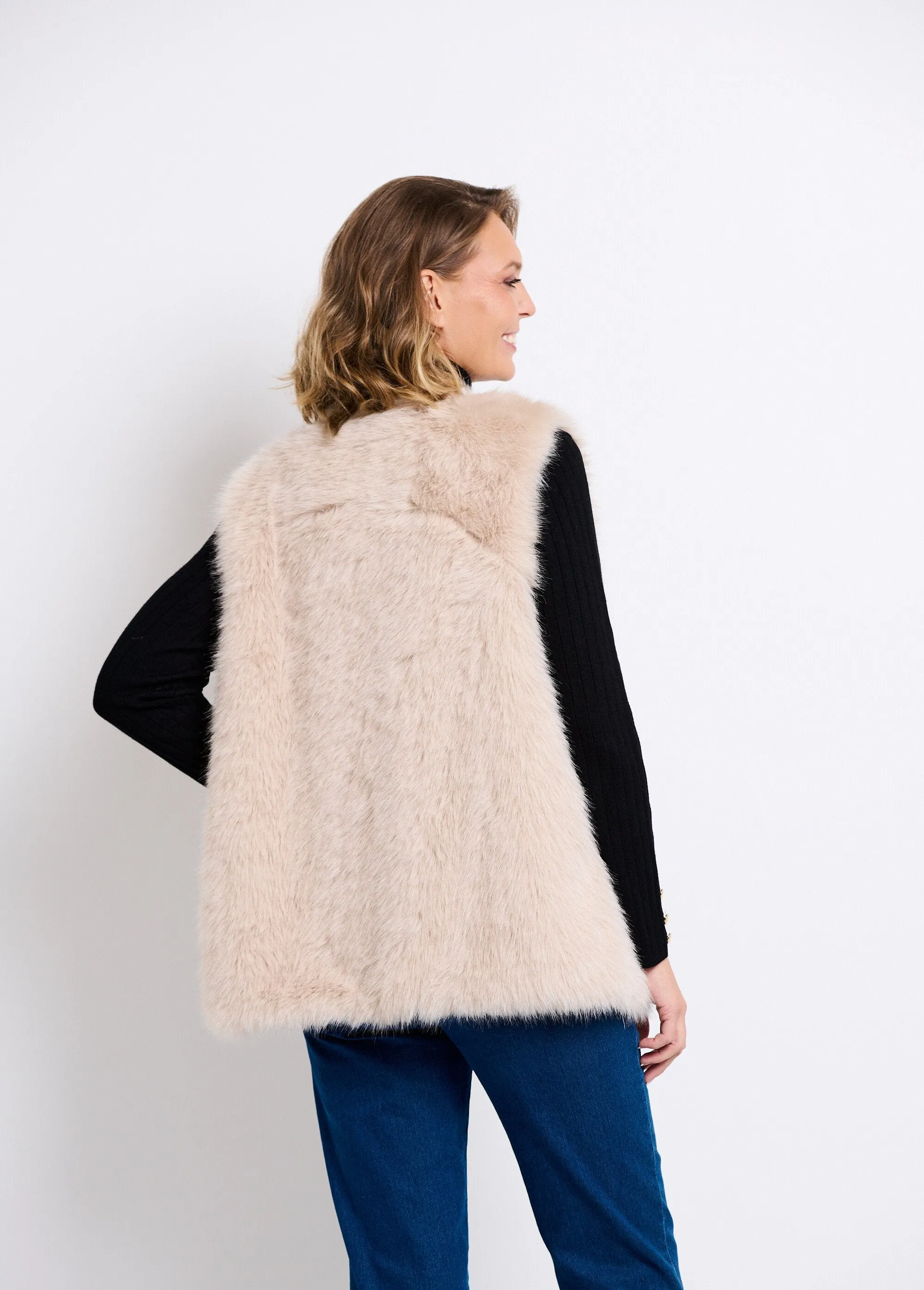 Gilet sans manches fausse fourrure