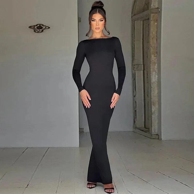Glamour Backless Ruched Maxi Dress