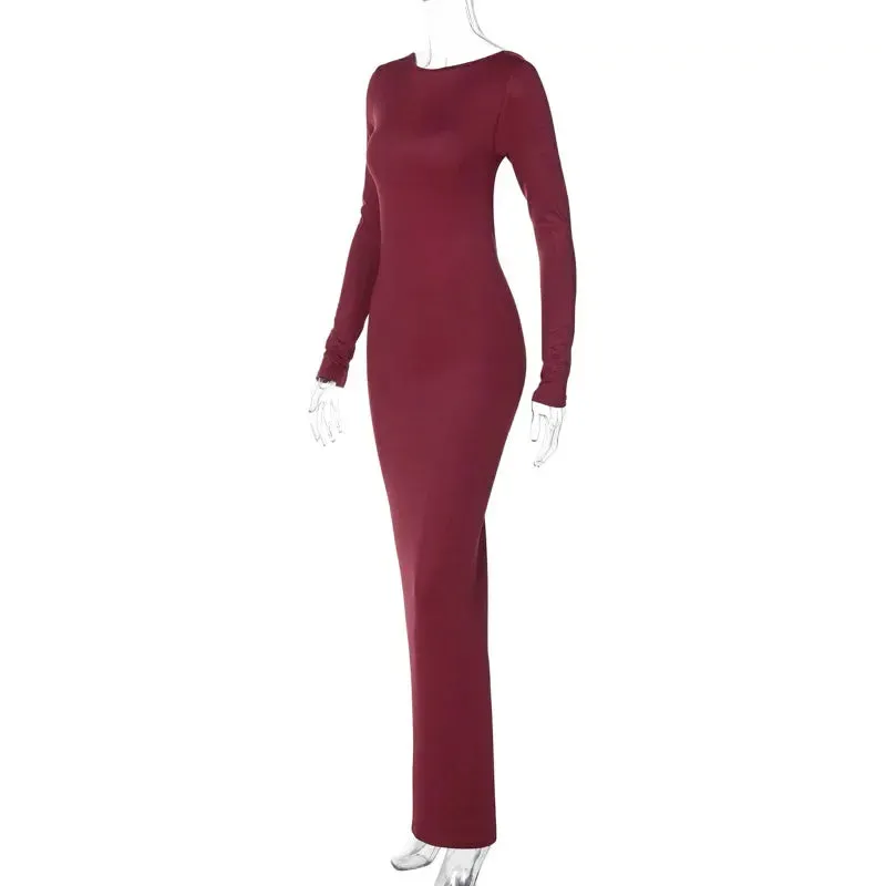Glamour Backless Ruched Maxi Dress