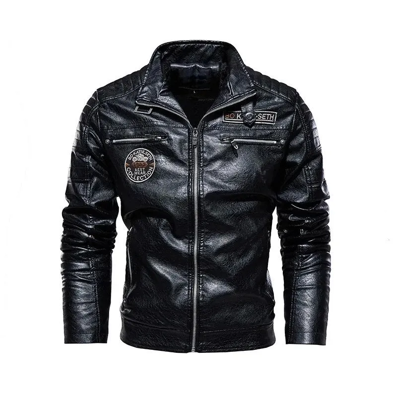 Hanrae Men's Motor Large Size Leather Windbreaker Fashionmen