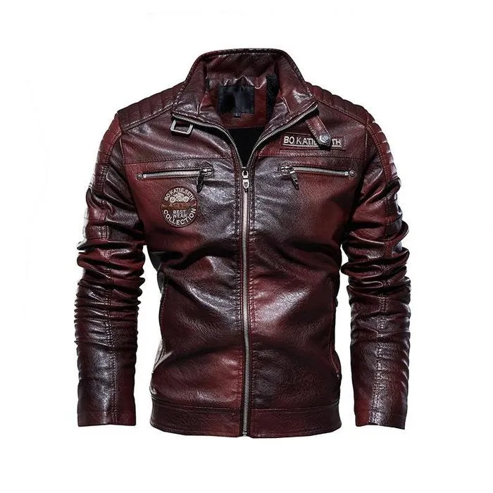 Hanrae Men's Motor Large Size Leather Windbreaker Fashionmen