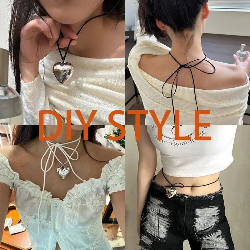 Heart Velvet Choker Necklace: Gothic Bow Detail for Edgy Style