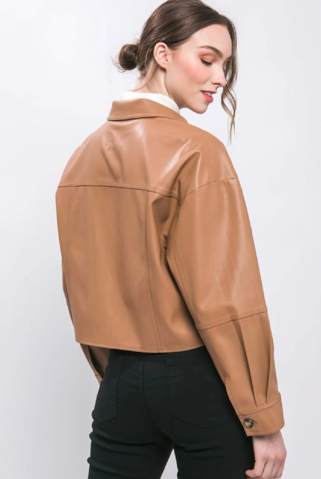 Here I Go Again Leather Cropped Jacket