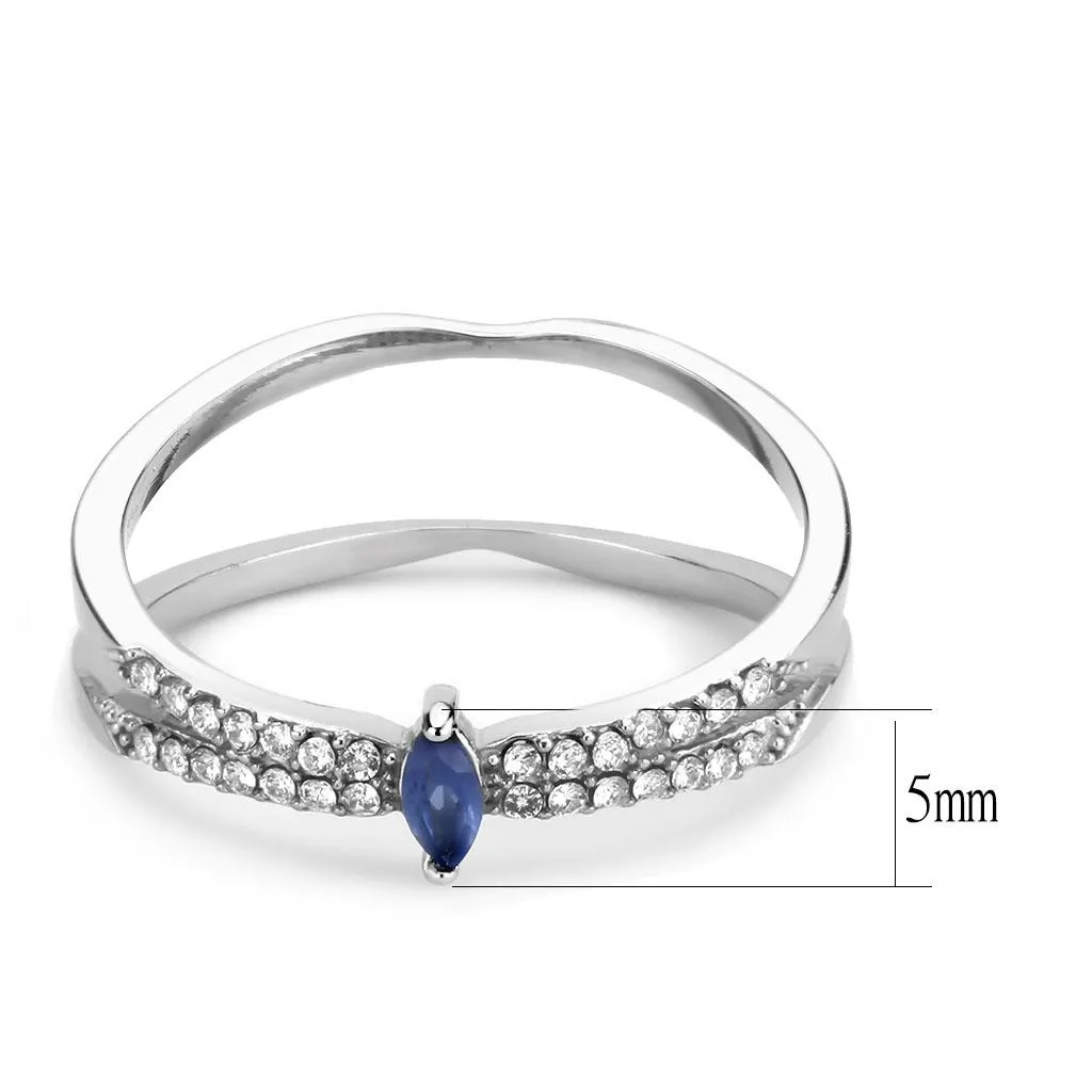 High polished (no plating) Stainless Steel Ring with Synthetic in Montana for Women Style DA383