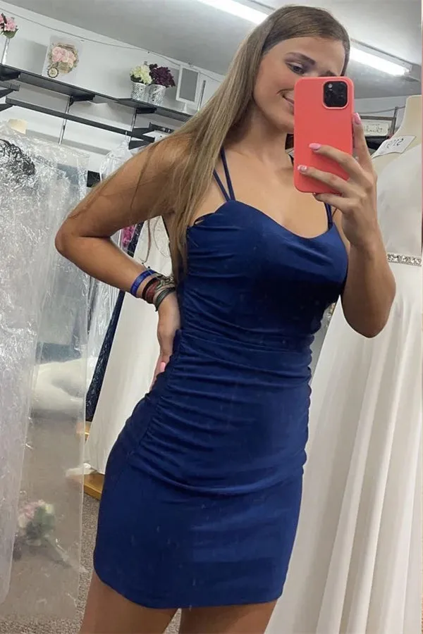 Hot Pink Spaghetti Straps Bodycon Homecoming Dress TN4003