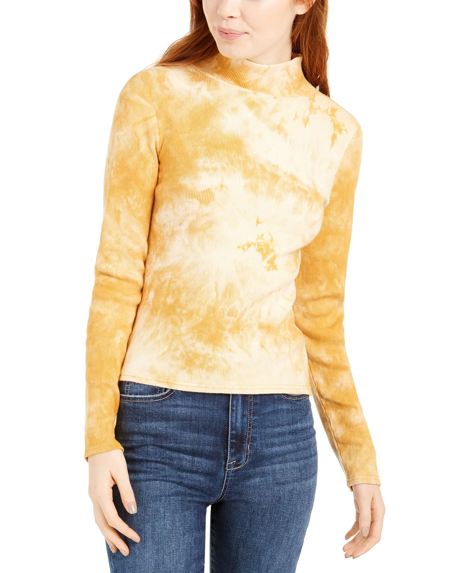Juniors' Tie-Dye Mock Neck Top